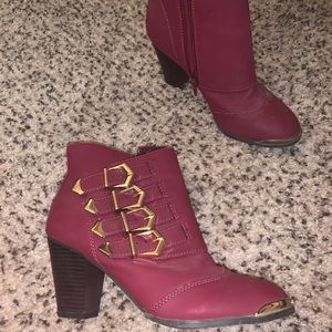 Lulu’s vegan PU pink buckle booties 10